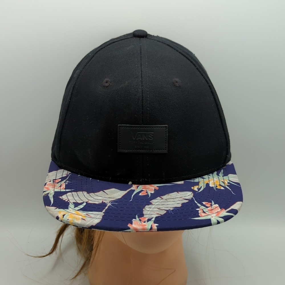 Vans Off The Wall Men's Adjustable Hat Cap Black Purple w/ Flowers Floral Cap